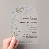 ブルーワイルドフラワーホームスクール卒業アーチ アクリル招待状 (インサイチュ (ポータブル))