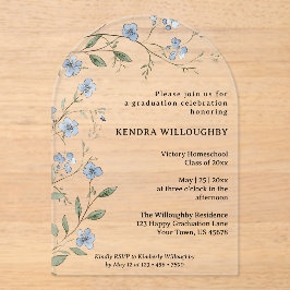 ブルーワイルドフラワーホームスクール卒業アーチ アクリル招待状