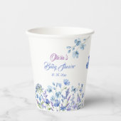 ブルーワイルドフラワーボホニュートラルベビースシャワー 紙コップ (正面)