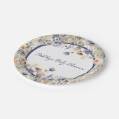 ブルーワイルドフラワーボホパーソナライズされたベビーシャワー ペーパープレート (アングル)