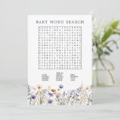 ブルーワイルドフラワーボホベイビーシャワー語検索ゲーム 招待状 (スタンド正面)