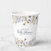 ブルーワイルドフラワーボホ水彩赤ちゃんシャワー 紙コップ (正面)