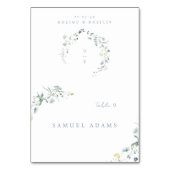 ブルーワイルドフラワーボホ素朴折り畳み可能座席表 テーブルナンバー (正面)