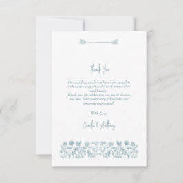 ブルーワイルドフラワーボホ結婚ズ サンキューカード