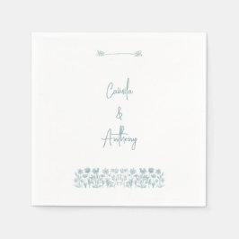 ブルーワイルドフラワーボホ結婚ズ スタンダードカクテルナプキン