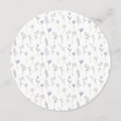 ブルーワイルドフラワーボホ結婚ラウンドのメニューカードプレート メニュー (裏面)