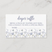 ブルーワイルドフラワーボーイ赤ちゃんシャワーおむつラッフルカード エンクロージャーカード (正面)