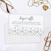 ブルーワイルドフラワーボーイ赤ちゃんシャワーおむつラッフルカード エンクロージャーカード