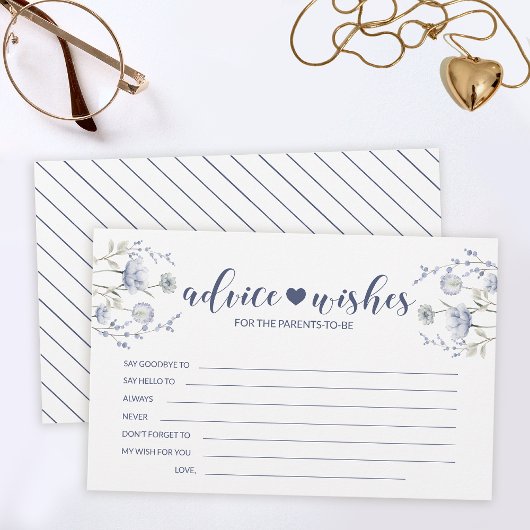 ブルーワイルドフラワーボーイ赤ちゃんシャワーアドバイスウィッシュカード 便箋