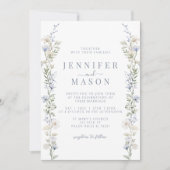 ブルーワイルドフラワーメドーフラワー結婚式招待状 招待状 (正面)