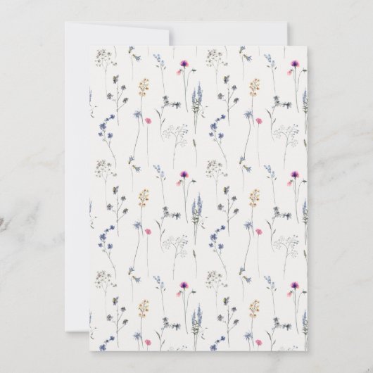 ブルーワイルドフラワーモノグラム結婚クレスト記念日 招待状 (裏面)