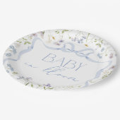 ブルーワイルドフラワーリボンバビーブシャワー ペーパープレート (アングル)