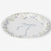 ブルーワイルドフラワーリボンバビーブシャワー ペーパープレート (アングル)