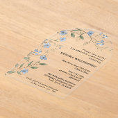 ブルーワイルドフラワー卒業アーチ アクリル招待状 (レイダウン)