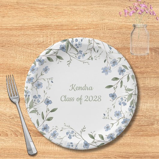 ブルーワイルドフラワー卒業 ペーパープレート