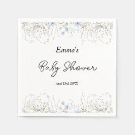 ブルーワイルドフラワー小さな花の赤ちゃんシャワー スタンダードカクテルナプキン