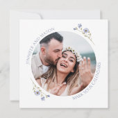 ブルーワイルドフラワー日付の写真の招待状を保存 (裏面)