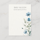 ブルーワイルドフラワー水彩空白のジュエリー表示 名刺 (正面)