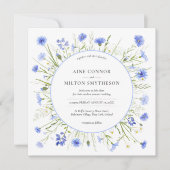 ブルーワイルドフラワー淡い色のをテーマにした結婚式招待状 招待状 (正面)