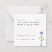 ブルーワイルドフラワー淡い色のサンスクリプかわいらしトフォント ノートカード (裏面)