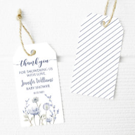 ブルーワイルドフラワー男の赤ちゃんシャワーユーラベル ギフトタグ