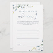 ブルーワイルドフラワー私はブライダルシャワーゲーム (正面/裏面)