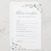 ブルーワイルドフラワー結婚のアドバイス&ウィッシュズカード (正面/裏面)