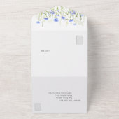 ブルーワイルドフラワー結婚のエコ紙救ズ オールインワン招待状 (外側)