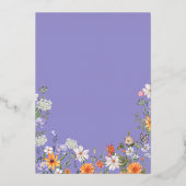 ブルーワイルドフラワー結婚の夏の日付の安全 箔招待状 (裏面)
