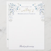 ブルーワイルドフラワー結婚の歓迎レターヘッド (正面/裏面)