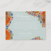 ブルーワイルドフラワー結婚の歓迎抱き枕バスケット プレイスカード (正面)