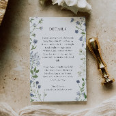 ブルーワイルドフラワー結婚の詳細カード、水彩 エンクロージャーカード
