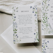 ブルーワイルドフラワー結婚の詳細カード、水彩 エンクロージャーカード