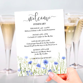 ブルーワイルドフラワー結婚の週末の旅程へようこそ エンクロージャーカード