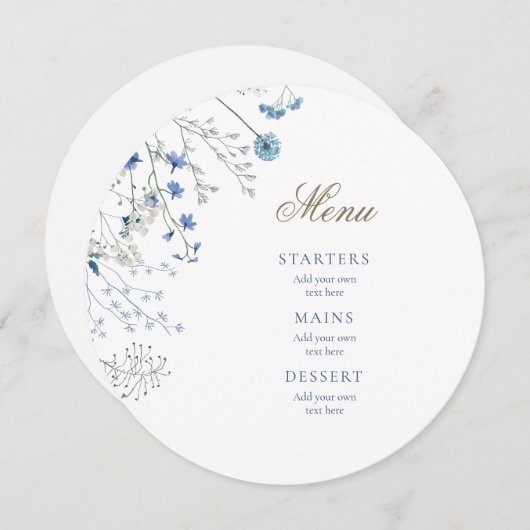 ブルーワイルドフラワー結婚ズのメニュー メニュー (正面/裏面)
