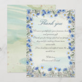 ブルーワイルドフラワー結婚ズサンキューカード サンキューカード (正面/裏面)