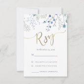 ブルーワイルドフラワー結婚ズRSVP 出欠カード (正面)