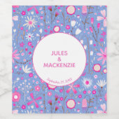 ブルーワイルドフラワー結婚フローラ ワインラベル (シングルラベル)