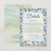 ブルーワイルドフラワー縁どの結婚詳細カード エンクロージャーカード (正面/裏面)