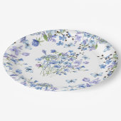 ブルーワイルドフラワー繊細な水彩花柄 ペーパープレート (アングル)