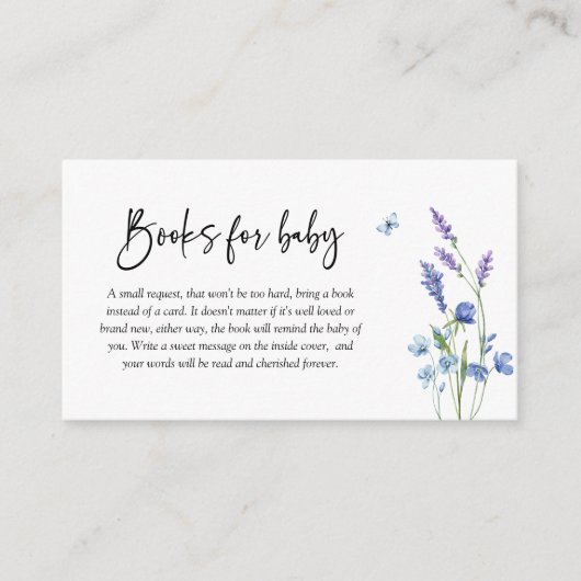 ブルーワイルドフラワー赤ちゃんシャワーベビー エンクロージャーカード (正面)