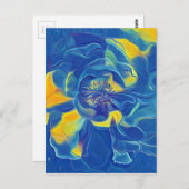 ブルーワイルドフローラバラファインアート ポストカード (正面/裏面)