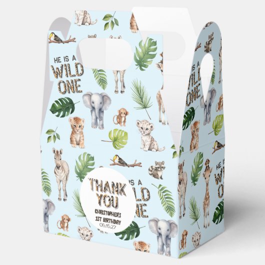 ブルーワイルドワンをテーマにした男の子1歳の誕生日 フェイバーボックス (オープン)