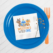 ブルーワイルドワンキツネと鹿1歳の誕生日 縁ありカクテルナプキン