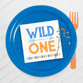 ブルーワイルドワンファースト誕生日紙ナプキンス スタンダードカクテルナプキン