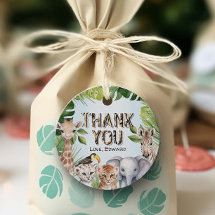 ブルーワイルドワン、ジャングルをテーマにした少年1歳の誕生日 フェイバータグ