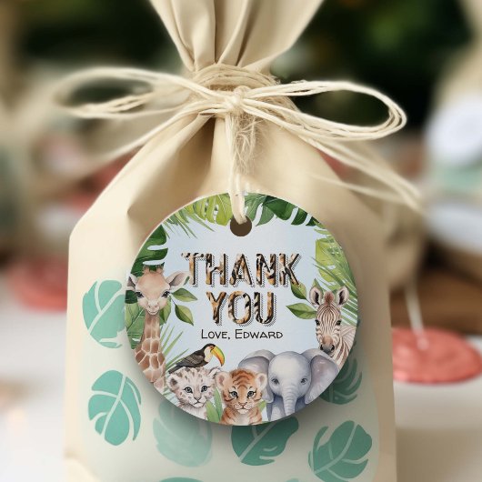 ブルーワイルドワン、ジャングルをテーマにした少年1歳の誕生日 フェイバータグ