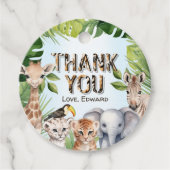 ブルーワイルドワン、ジャングルをテーマにした少年1歳の誕生日 フェイバータグ (正面)