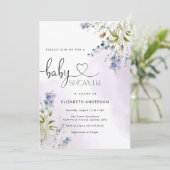 ブルーワイルド素朴フラワーボーイベビーシャワー招待状 招待状 (スタンド正面)