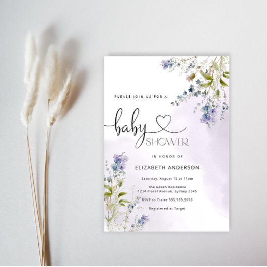 ブルーワイルド素朴フラワーボーイベビーシャワー招待状 招待状